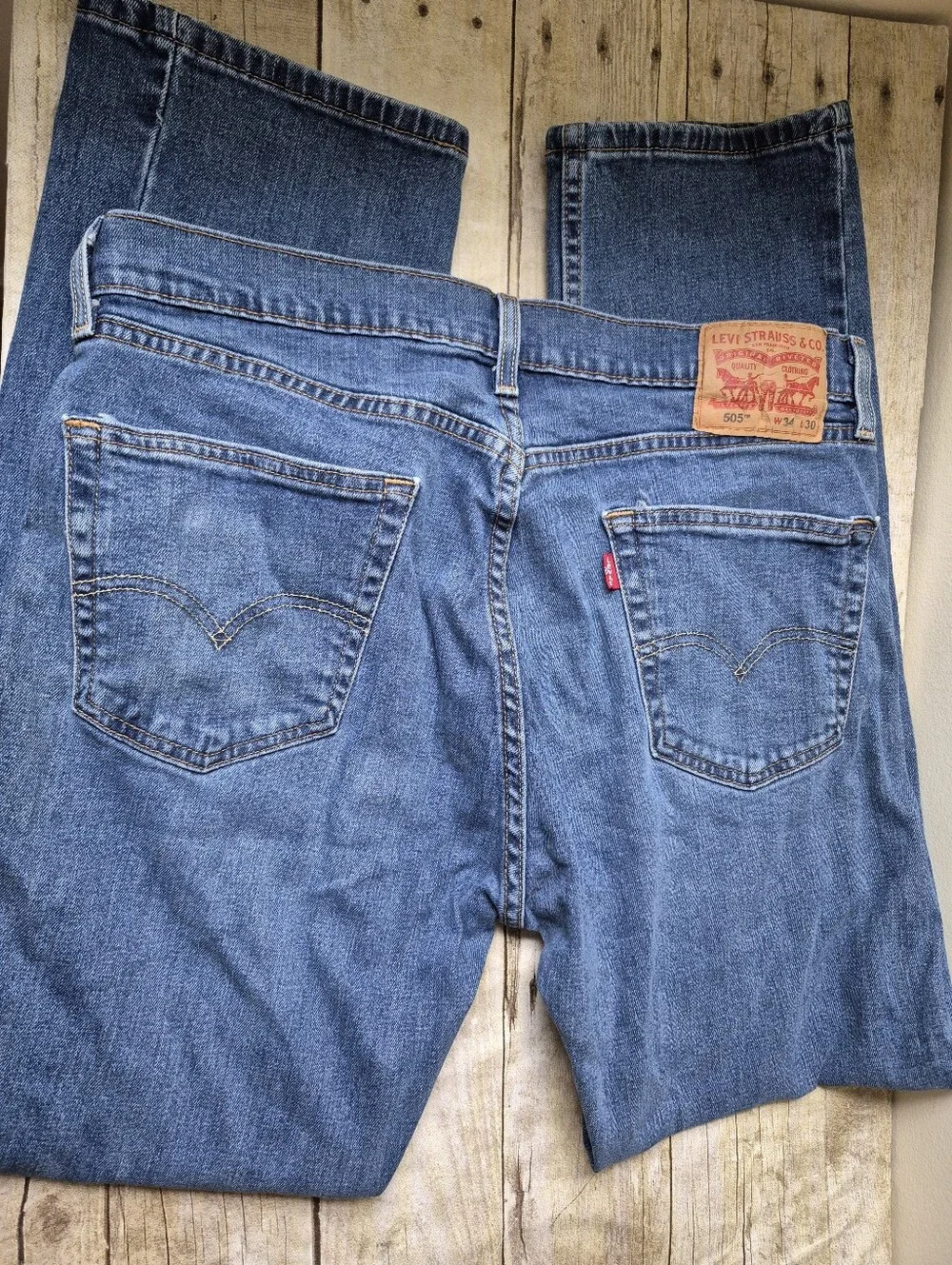 Men's Levi's 505 Classic Blue Denim Jeans, 34x30